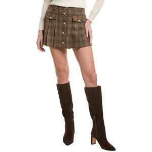 English Factory Womens  Madeline Check Pleated Mini Skort, Brown